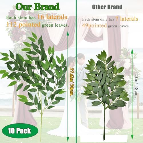 Artificial Italian Ruscus Greenery Stems, Faux Green Leaf Garland Branches Hanging Greenery Spray for Wedding Bouquet Arch Table Centerpiece Home Decor (Green-10 Pack) - Image 4