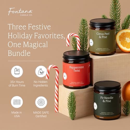 Fontana Candle Co Wood Wick Beeswax Candle, Holiday Candle Bundle - Image 2