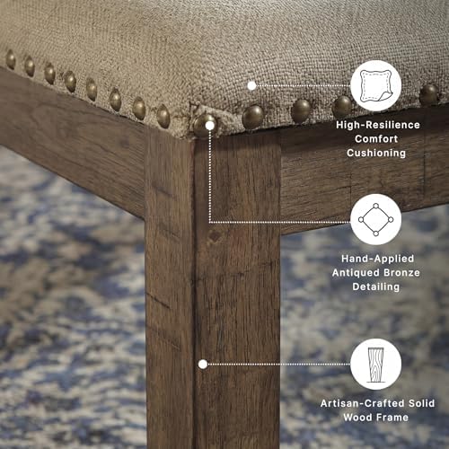 Signature Design by Ashley Moriville Wood Upholstered Dining Bench, Beige - Image 4