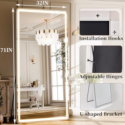 LED Full Length Mirror 71x32 inch Oversized Body Mirrors with Lights - Image 6