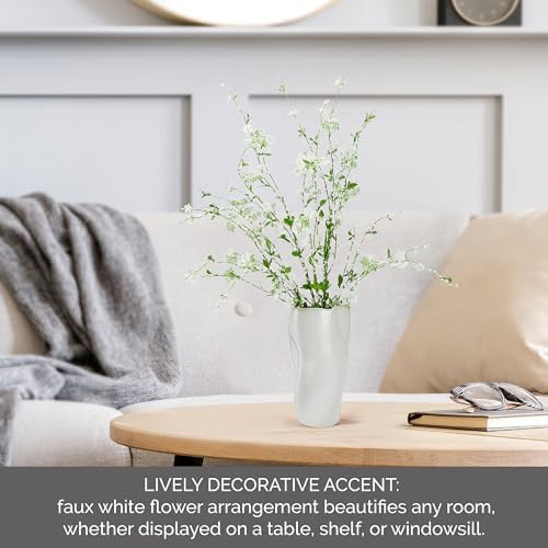 Elements Artificial White Flower Arrangement in White Ceramic Vase, Realistic Look and Feel - Image 4