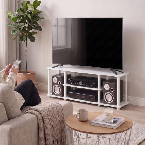 Furinno Turn-N-Tube 3-Tier Toolless Assembly TV Stand, White - Image 3