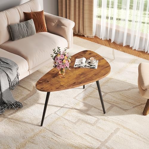 WLIVE Oval Coffee Tables, Modern Coffee Table for Living Room, Coffe Table for Small Space Home Office, Easy Assembly, 33.5" W x 18.9" D x 18.7" H, Rustic Brown - Image 2