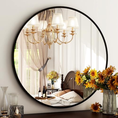 HARRITPURE 24 Inch Round Mirror Black Circle Bathroom Mirror - Image 5