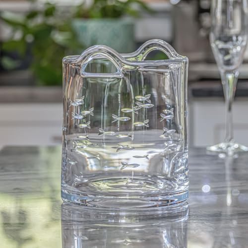 Rolf Glass School of Fish Ice Bucket | Glass Champagne Ice Bucket | Lead-Free and Diamond-Wheel Engraved | Designed and Engraved in the USA | Nautical and Coastal - Image 3