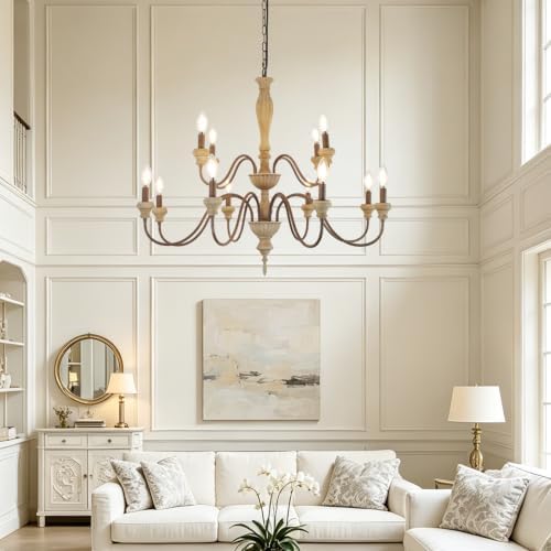 12-Light Large Farmhouse French Country Chandelier for Dining Room - Image 2