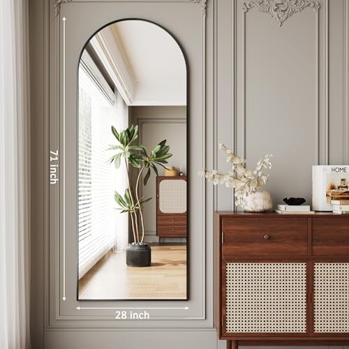 AUYHM 28"x71" Black Full Length Mirror,Nano Glass espejos Grandes para sala Elegantes, Floor Mirrors for Bedroom Full Length,Arched Floor Mirror - Image 3