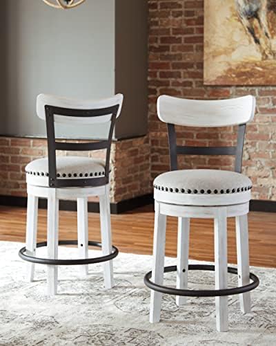 Signature Design by Ashley Valebeck Swivel Counter Height Bar Stool, White - Image 2