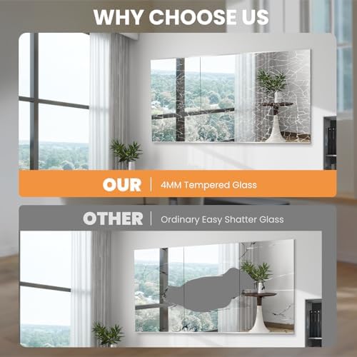 pertetey 67 x 24 in Home Gym Mirrors, Frameless, 3-Pack - Image 4