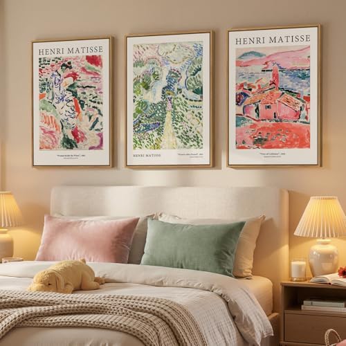 Framed Vintage Colorful Matisse Landscape Canvas Wall Art, Set of 3 - Image 2
