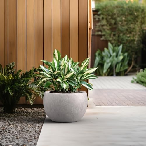 Kante Accent Round Bowl CON Gray Concrete Planter 15.7" Dia, Outdoor - Image 4