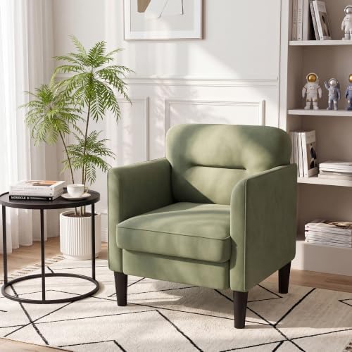 Kromax Accent Chair for Living Room, Comfy Upholstered Armchair, Green - Image 3