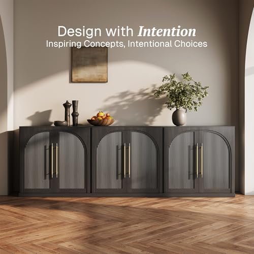 BELLEZE Set of 3 Jagger Sideboard Buffet Cabinet - Ebony - Image 3