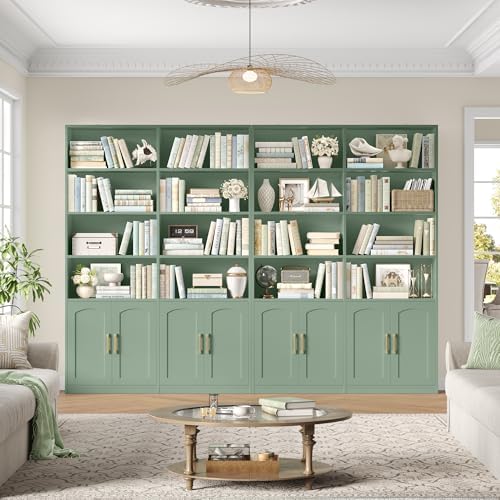 FACBOTALL Bookshelf and Bookcase with Doors, Double Wide Large Bookshelves - Image 4