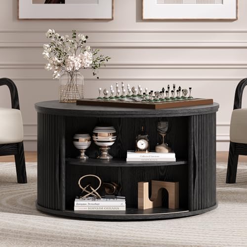 JOINICE Round Lift Top Coffee Table with Storage for Living Room,Black - Image 5