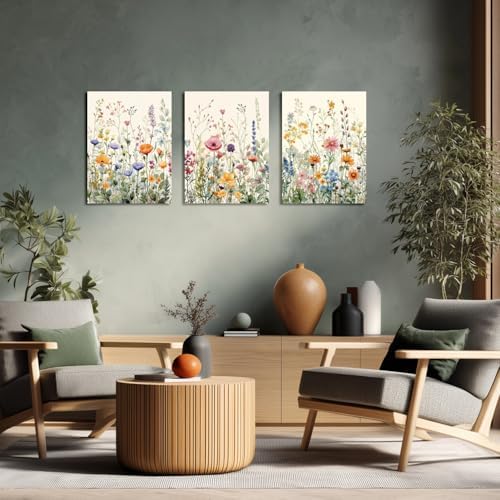 LLEEMPI Framed Colorful Floral Wall Art Set of 3, 16x24 Canvas Prints - Image 2