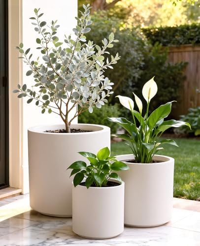 homenote 13.2/10.5/8.5 Inch Large Plastic Flower Pots with Drainage (3 Pcs) - Image 2