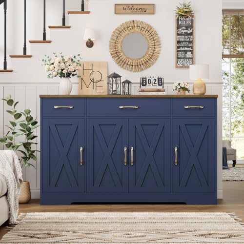 HOSTACK Kitchen Buffet Sideboard Storage Cabinet, Coffee Bar Cabinet, Blue - Image 7