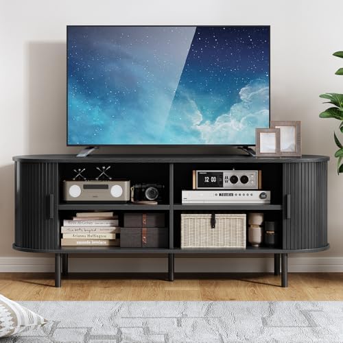 ComfyCorner 55" Mid Century Modern TV Stand with Sliding Doors for 60" TV - Image 5