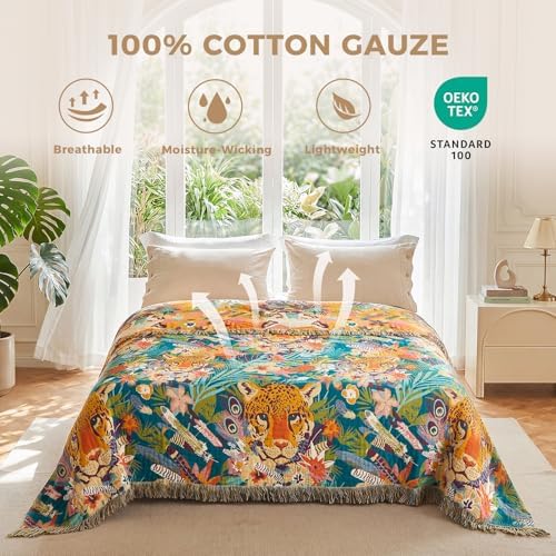 LUTBM Boho Throw Blanket for Couch 50"x60", Cotton Decorative Bed Throws - Image 3