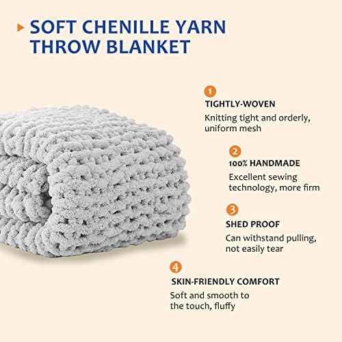 L'AGRATY Chunky Knit Throw Blanket for Couch, 60'' x 80'' Knit Throw, Grey - Image 2
