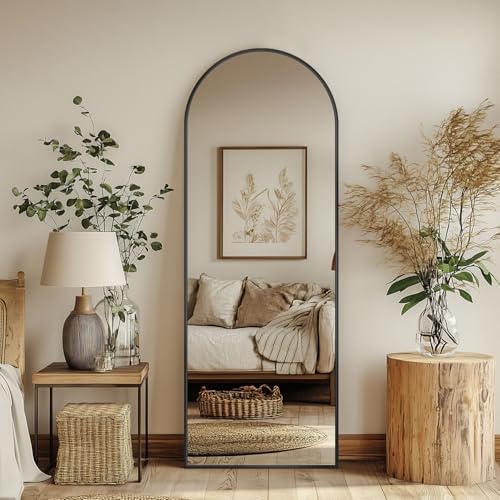 Antok 56" x14” Arched Full Length Mirror, Floor Mirror with Stand,Black - Image 2