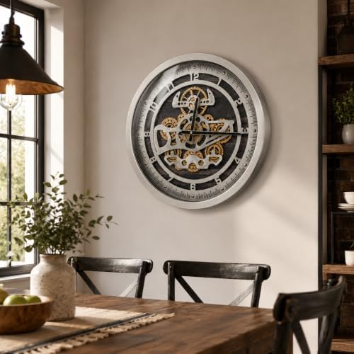 October Elf 18 Inch Large Moving Gear Wall Clock - Image 6
