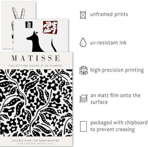ANERZA 16 PCS Black and White Wall Art Decor, Matisse Abstract Gallery Wall Prints for Bedroom, Minimalist Posters for Living Room Aesthetic, Collage Kit Pictures, Dorm Home Decor - Image 3
