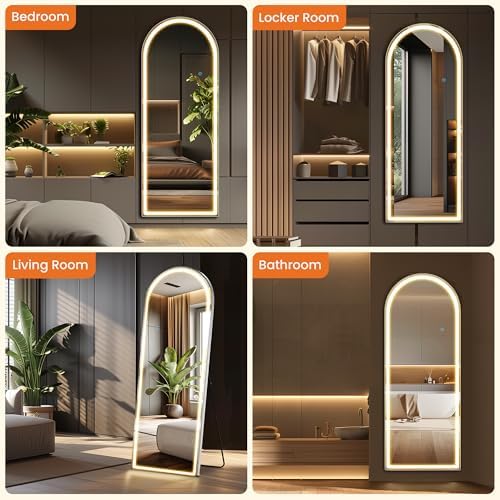 Sweetcrispy Arched LED Full Length Floor Mirror, 71"x26" Full Body Mirror - Image 5