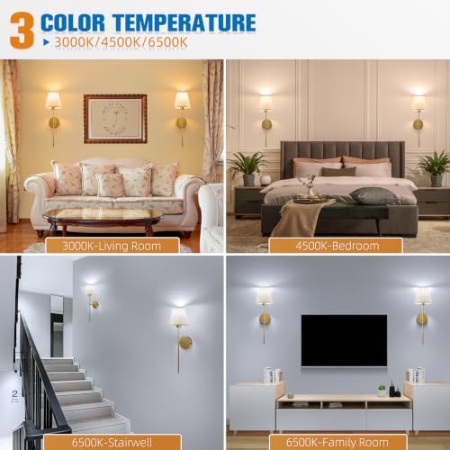 NIORSUN Battery Operated Wall Sconce Set of 2,Beige-Gold Rechargeable Wall Lights with 10400mAh Dimmable Bulbs and Remote, 9 Colors Wireless Wall Lamps for Bedroom Living Room Hallway - Image 4