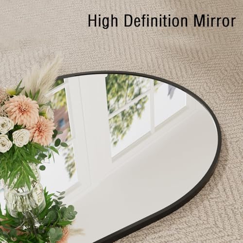 81''x41'' Oversized Full Length Mirrors, Arched Floor Mirror with Stand, Full Body Large Standing Mirror/Leaning/Hanging Wall Mounted for Living Room, Bedroom, Black - Image 5