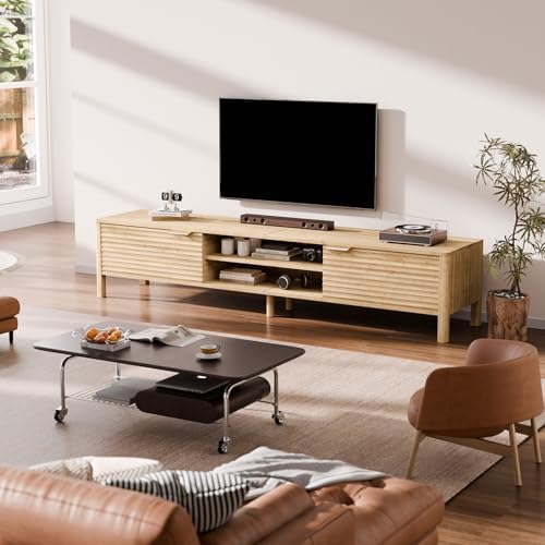 TV Stand for Living Room up to 80 Inch TVs Entertainment Center Oak 71" - Image 6