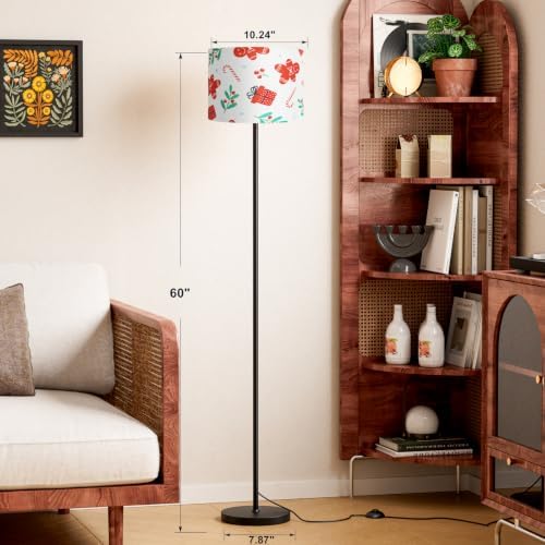 Ambimall 60'' Modern Floor Lamp with Shade, Tall Lamps for Living Room, Bedroom, Office, Dining Room, Christmas Decoration Lampshade(Without Bulb) - Image 3