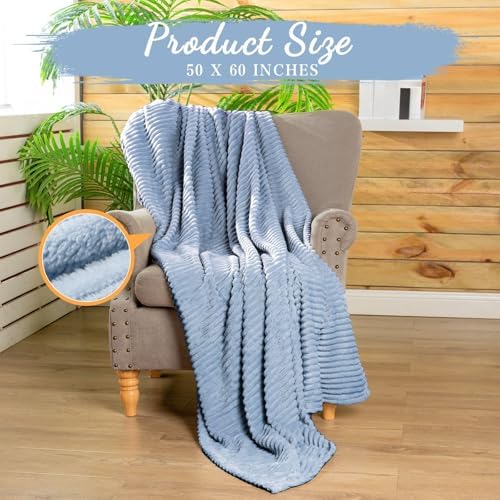 Buryeah 6 Pcs Flannel Blankets Bulk,Fall Outdoor Wedding, Dusty Blue - Image 2