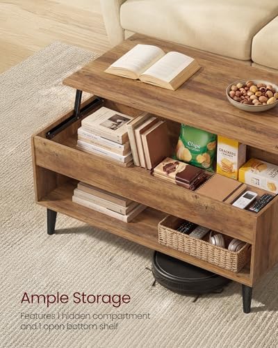 VASAGLE Lift Top Coffee Table with Hidden Storage, Gas Spring - Image 5