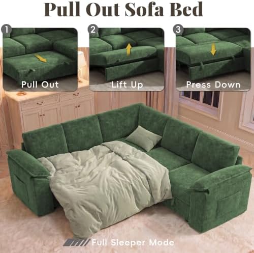 85 In L Shaped Modular Sectional Sofa Couch for Living Room, Green - Image 7