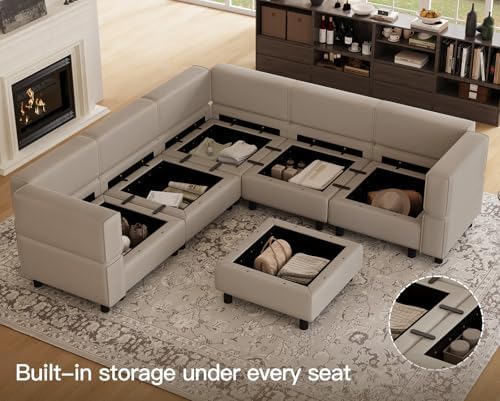 Belffin Modular Sectional Sofa with Storage Seats Velvet L Shaped Corner Couch Convertible Sectional Sofa with Chaise (Grey, L Shape-1)… - Image 3