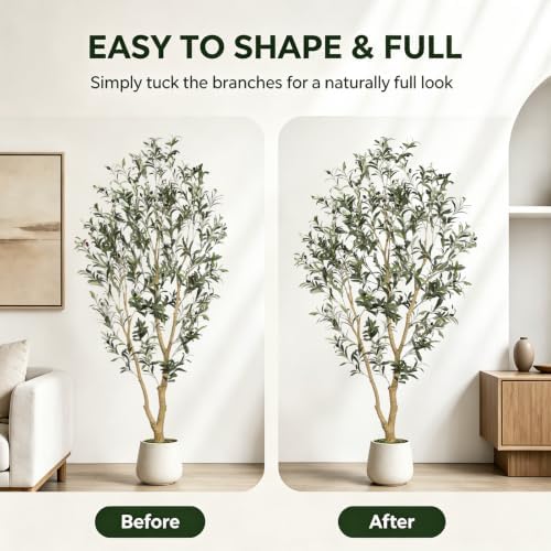6FT Artificial Olive Tree Indoor with Elegant White Planter - Image 4