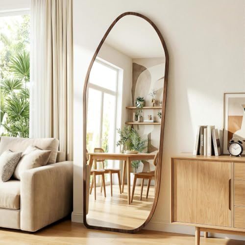 Suidia Full Length Mirror, Oversized Floor Mirror with Solid Wood Frame, Large Standing Mirror for Bedroom Living Room, Wood Art Style, Dark Walnut, 69" L x 26" W by SuidiaMirror