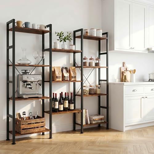 Triple Bookshelf, Free Standing Bookcase with Open Storage Shelves - Image 7