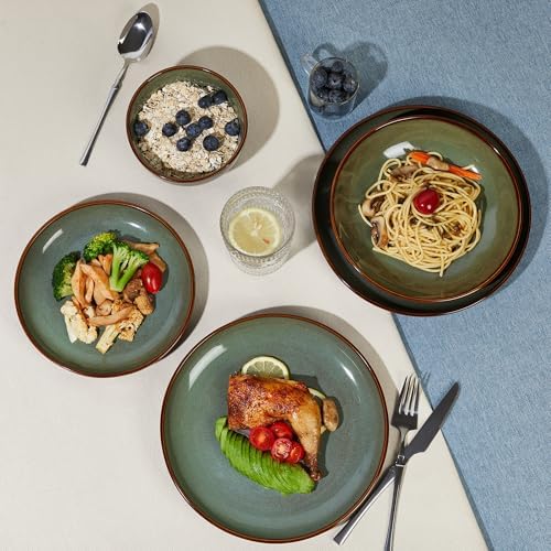 Pokini Stoneware Dinnerware Sets for 6, 24pcs Plates and Bowls Sets Dishes - Image 5