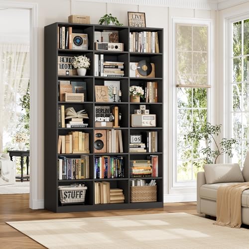 HOSTACK 86" H Triple Wide Bookshelf and Bookcase, Large Book Shelves, Black - Image 7