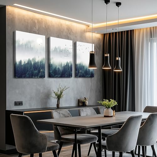 MHARTK66 Canvas Wall Art For Living Room Large Wall Decor For Bedroom Modern Office Wall Decorations Forest Landscape Paintings Farmhouse Pictures Artwork Home Decor Tree Nature 3 Panel Wall Art - Image 5