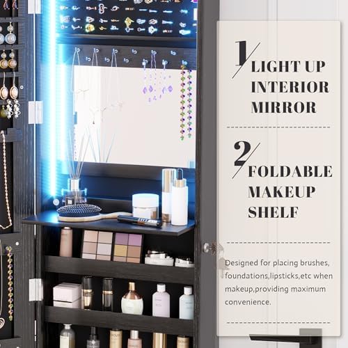 Vlsrka 47.2" Jewelry Armoire Organizer, Wall/Door Mounted Jewelry Cabinet - Image 5
