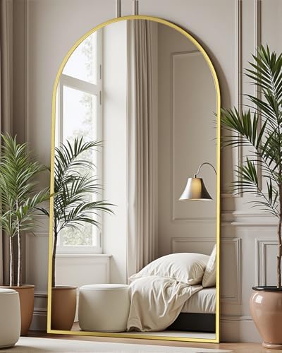 76"x44" Arched Full Length Mirror with Stand,Full Body Floor Mirror by CoomilyBrandStory