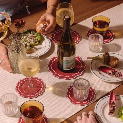 Linen Coasters for Drinks, Set of 6, 4.5 inch, Brick - Image 6