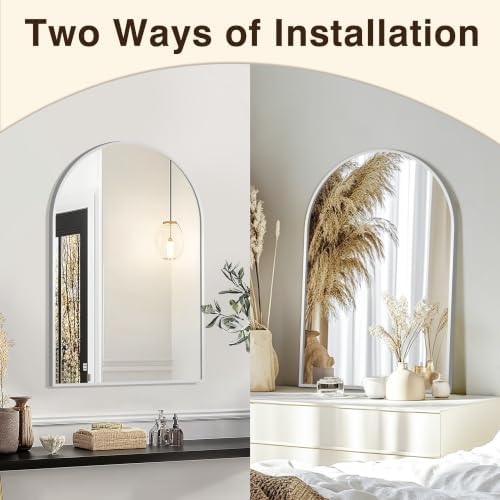 FICTOR 20" x 30" Arched Bathroom Vanity Mirror for Over Sink, Silver - Image 4