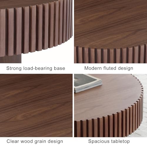 31" Round Coffee Table for Living Room, Mid Century Modern Coffee Table - Image 5