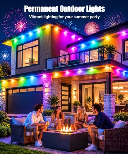 150Ft Permanent Outdoor Lights, RGB+IC Smart LED Eave Lighting with App/Remote Control,IP67 Waterproof,16 Million Colors,Scene Modes, DIY Music Sync, for Christmas, Holiday & Party Decor - Image 3