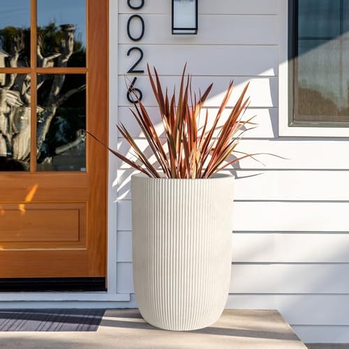 Oakrain 21" H Tall Planter White Large Indoor Outdoor Decorative Pot - Image 5